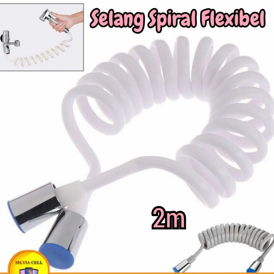 Selang Spiral Shower Mandi Toilet Bidet Fleksibel Spring Hose Spiral 2 Meter