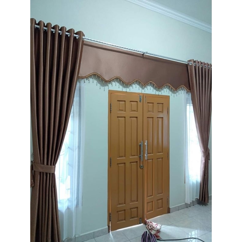 1 Set Gorden Poni jendela korden pintu utama Tirai ruang tamu Hordeng mewah