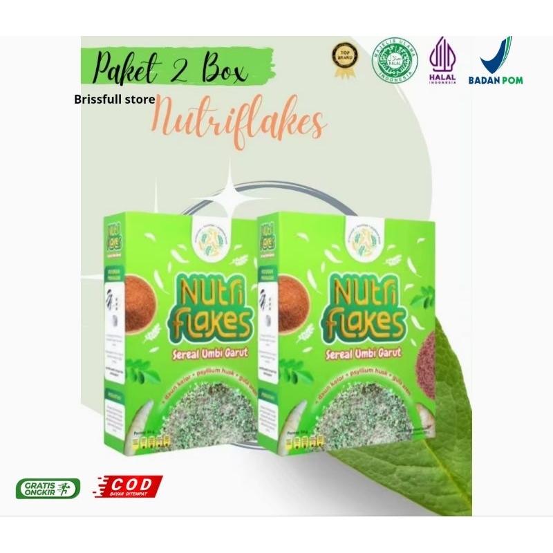 

NUTRIFLAKES 100% ORIGINAL!!! Paket 2 Box Sereal Umbi Garut Solusi Penderita Asam Lambung, Maag Kronis Gerd