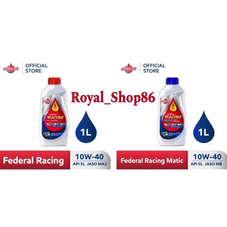 Jual OLI FEDERAL RACING 1W4 4T API SL JASO MA2 1 LITER  OLI FEDERAL RACING MATIC 1W4 AT API SL JASO 