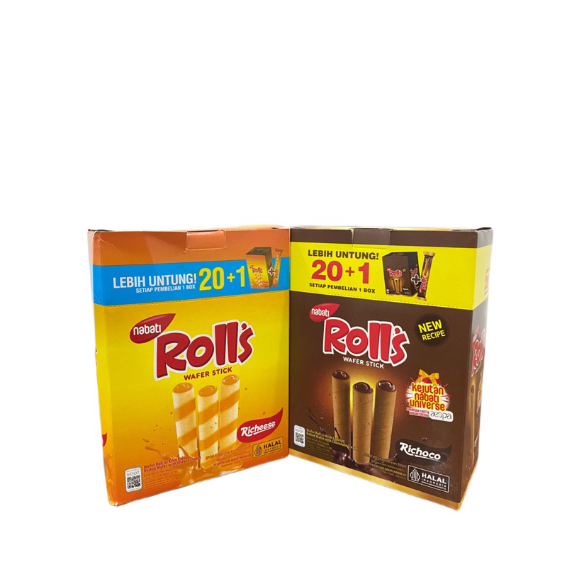 

Nabati Rolls Wafer Stik coklat dan keju 1 Pak Isi 21 PCS