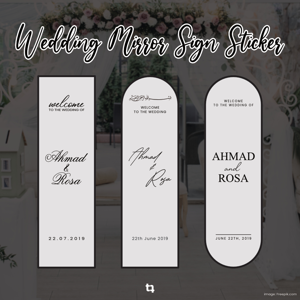 Stiker Welcome Sign Wedding Mirror | Sticker kaca Wedding Sign
