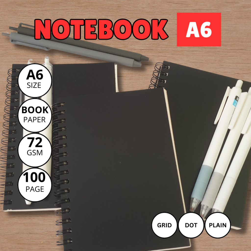 

NOTEBOOK A6 | BOOKPAPER | JOURNAL | NOTES POLOS HITAM | GRID, DOT, PLAIN
