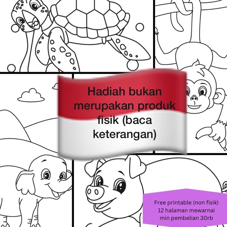

PRINTABLE non fisik mewarnai hewan 1 halaman min pembelian 5K