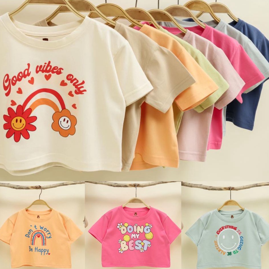Kumagi Zea Crop Top Atasan Anak Perempuan Graphic Tee 1thn1thn