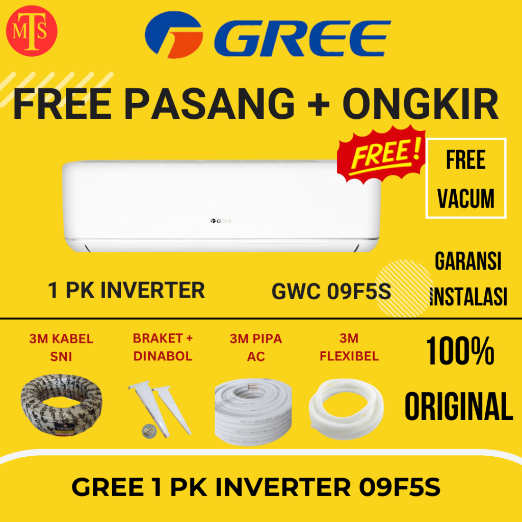AC GREE 1 PK INVERTER GWC 09F5S INVERTER SERIES / AC GREE 1PK INVERTER UNIT + PASANG