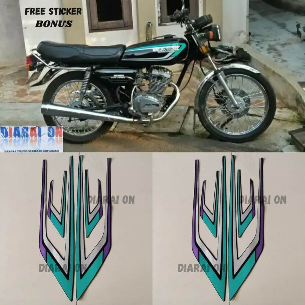 Striping Stiker Honda GL100 GL 100 1993 1994 Hijau - GL Old Lama Murah