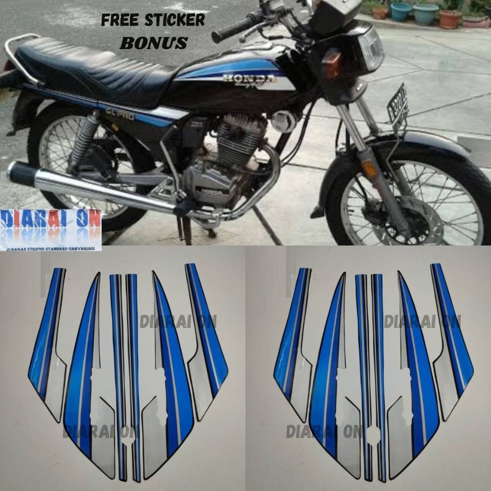 Striping Stiker Honda GL Pro 1985 GL Pro 95 Hitam Biru Murah