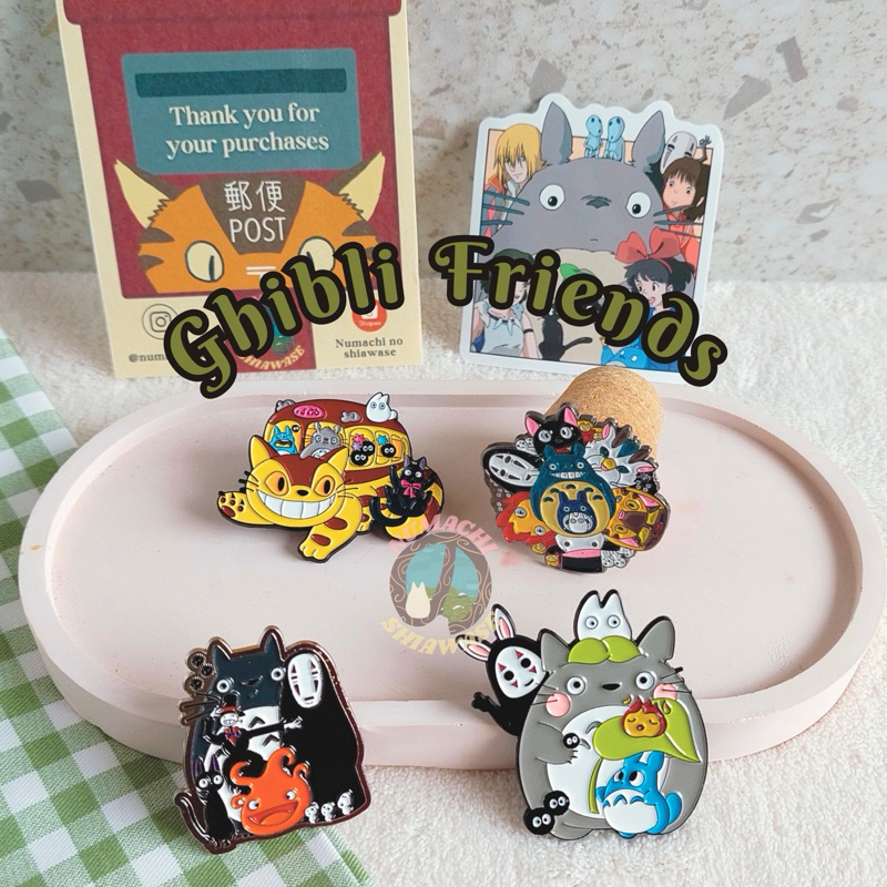 KARAKTER GHIBLI PIN ENAMEL / BADGE / BROS AKSESORIS TAS KOLEKSI kaonashi totoro nekobus calcifer hak