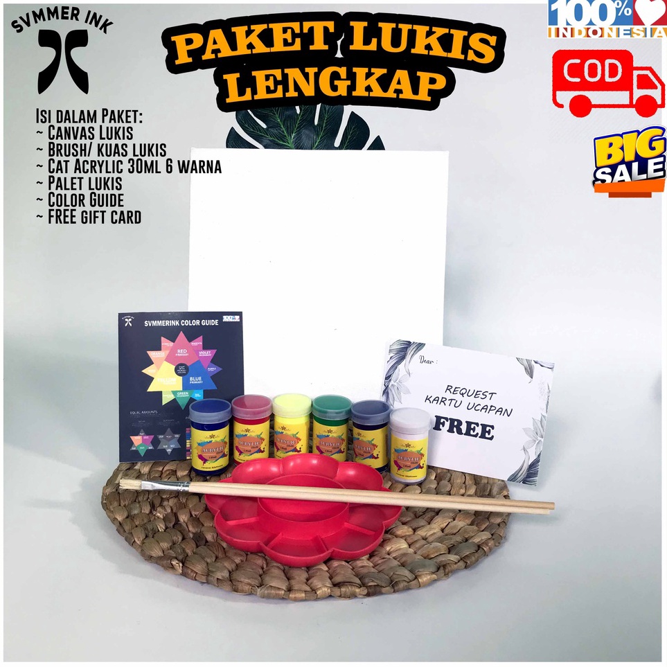 

Paket Kanvas Lukis 2X2 3X3 15X15 Cat Akrilik 3ml Palet Kuas Set Hampers Lucu Melukis Svmmerink