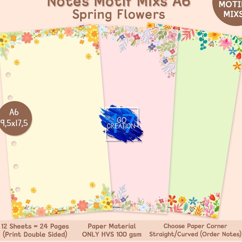 

Murah Buku Planner Refill Kes Binder Note Motif Spring Flowers Motif Premium 6 ring a6