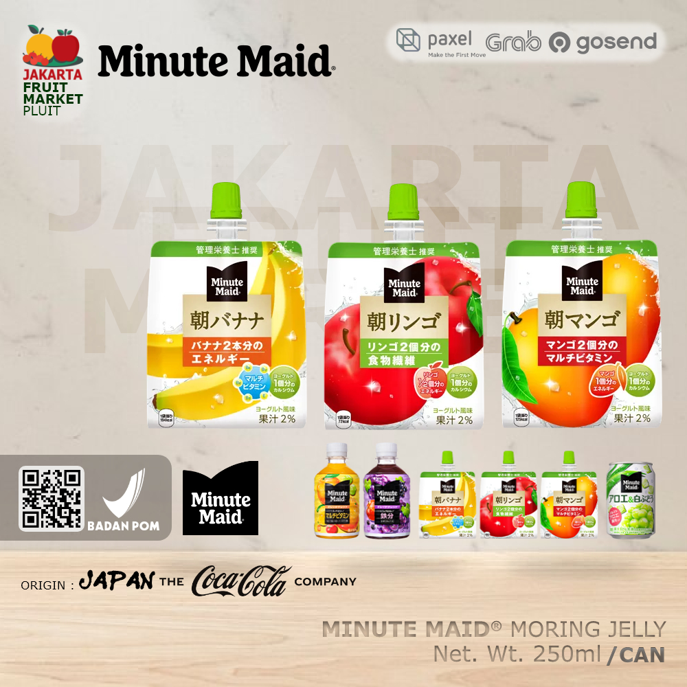 

MINUTE MAID ® MORING FRUIT JELLY minuman sedot rasa buah mangga mango pisang banana apel import japan