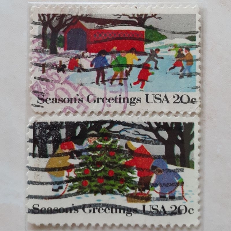 

Perangko USA Christmas 1982 Tahun 1982 set 2pcs