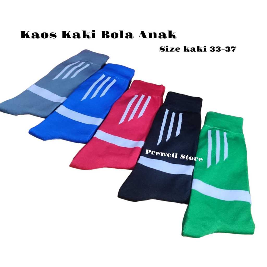 Kaos Kaki Bola Anak Tebal Panjang Selutut / Kaos Kaki Olahraga Motif Garis / Kaos Kaki Futsal Anak