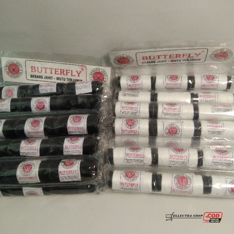(36pcs)Benang Butterfly || Benang Rentengan Putih/Hitam/Warna