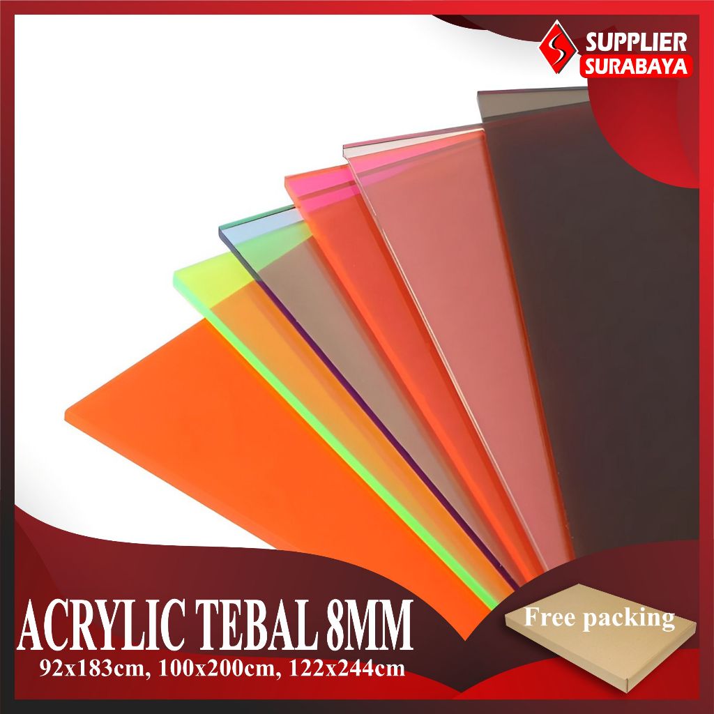 Acrylic Lembaran Tebal 8mm Variasi Warna dan Ukuran Akrilik