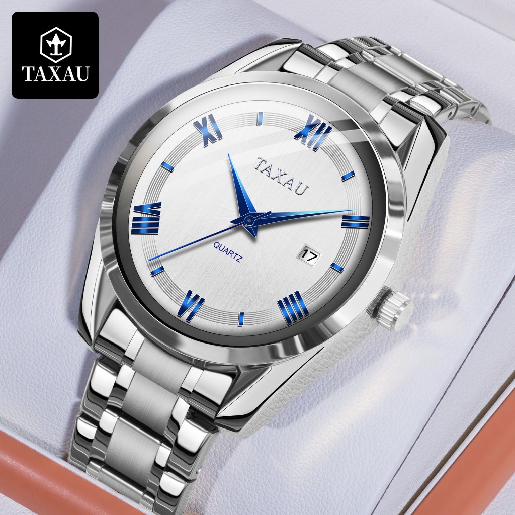 TAXAU Jam Tangan Pria Casual Simple Original Analog Anti Air Stainless Steel Jam Tangan Klasik Pria