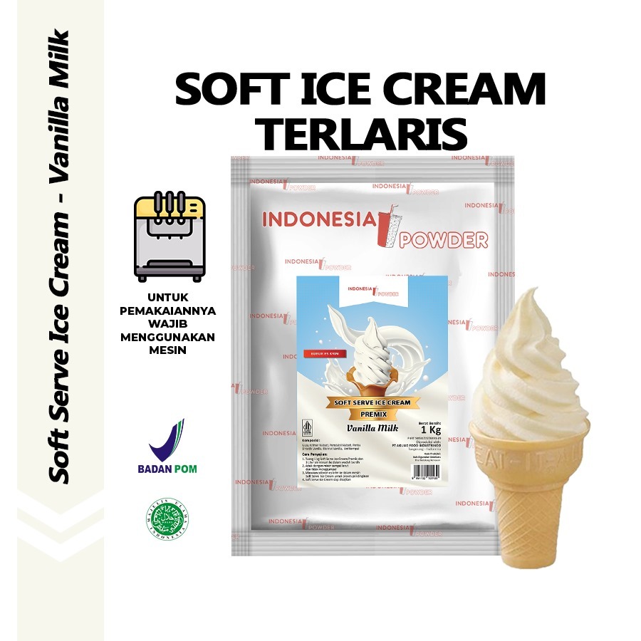 

[ICE CREAM] Bubuk Soft Serve Ice Cream / Es Krim Premix Premium Quality 1 Kg Rasa Vanilla Milk / Vanila Susu