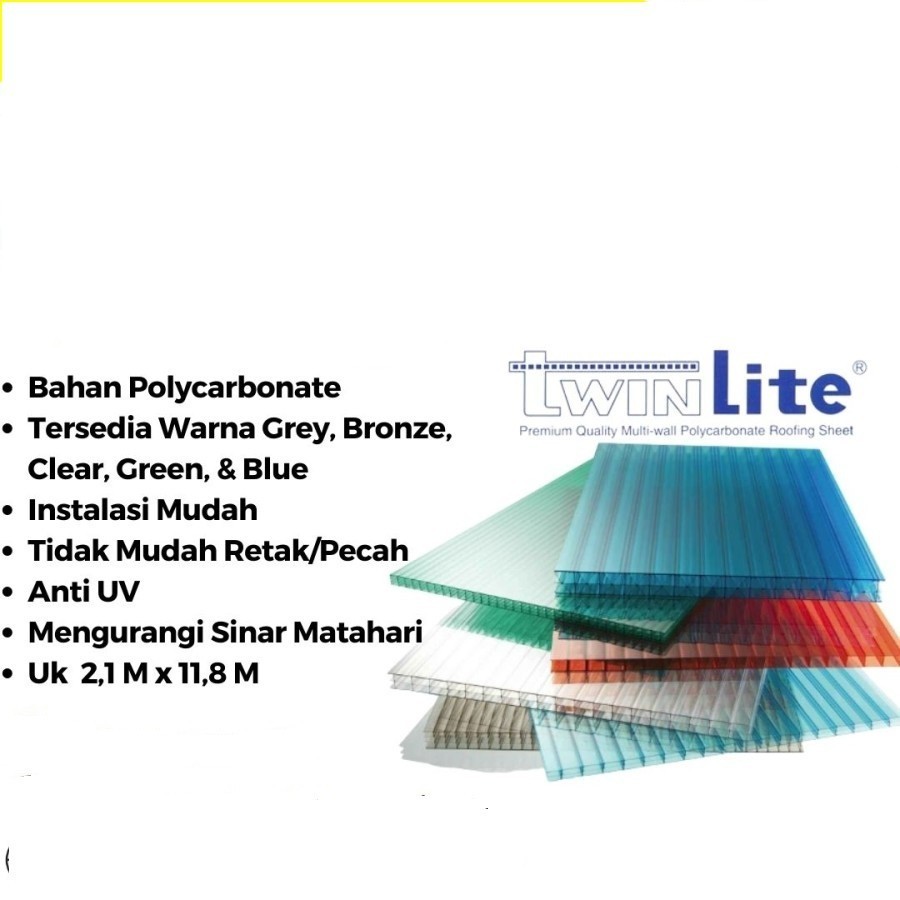 Atap TwinLite Polycarbonate - 10mm / genteng ber rongga transparan