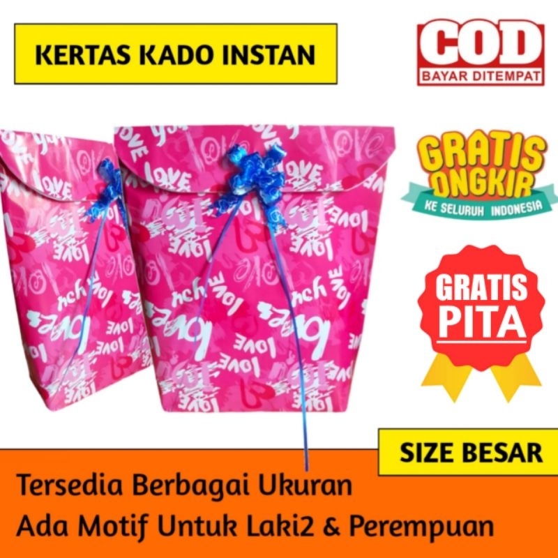 

KANTONG KADO BESAR BONUS PITA ( Sudah Jadi ) // KERTAS KADO INSTAN // PAPERBAG // TAS KADO // BUNGKUS KADO JADI MURAH PITA