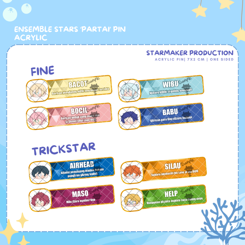 Ensemble Stars 'PARTAI' Pins Fan Merch