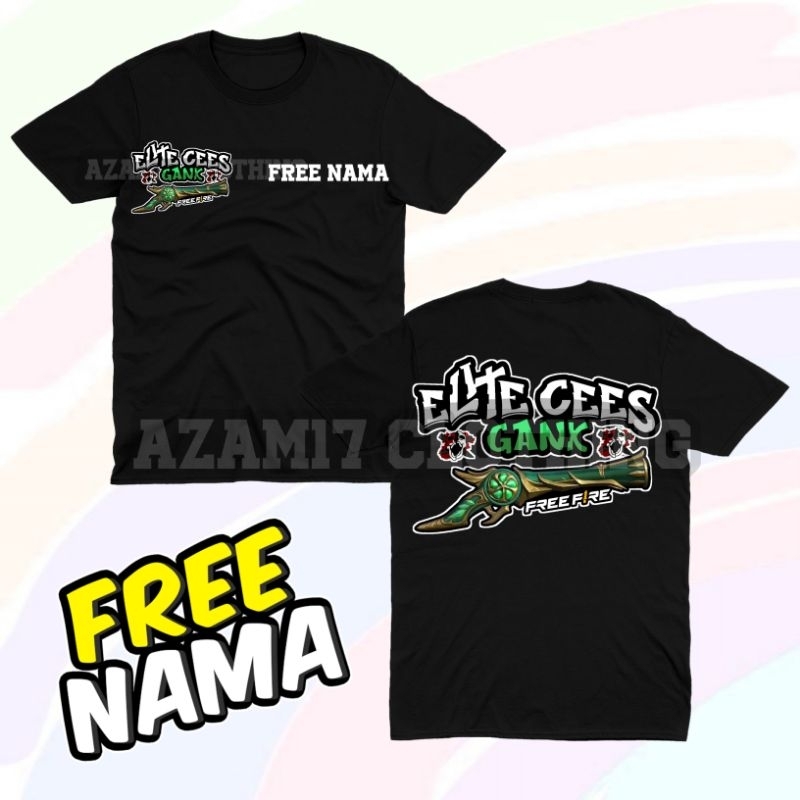 KAOS BAJU ANAK FF ELITE CEES GANK VERSI SG TEROMPET EMERALD FREE NAMA / KAOS TSHIRT ANAK ELITE CEES 