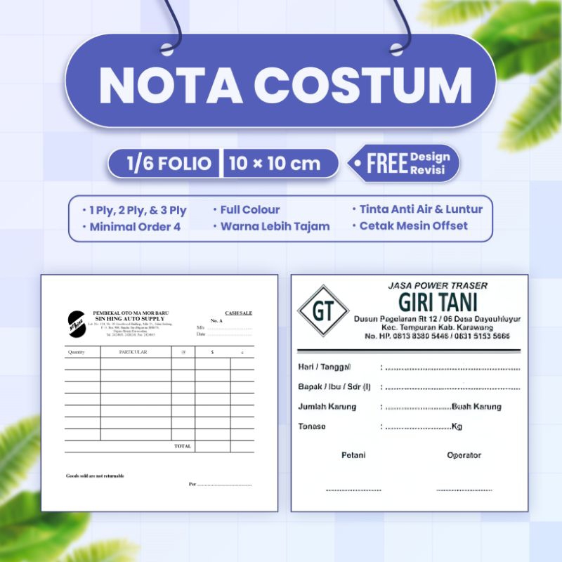

Cetak Nota Custom Ukuran 1/6 Free Desain