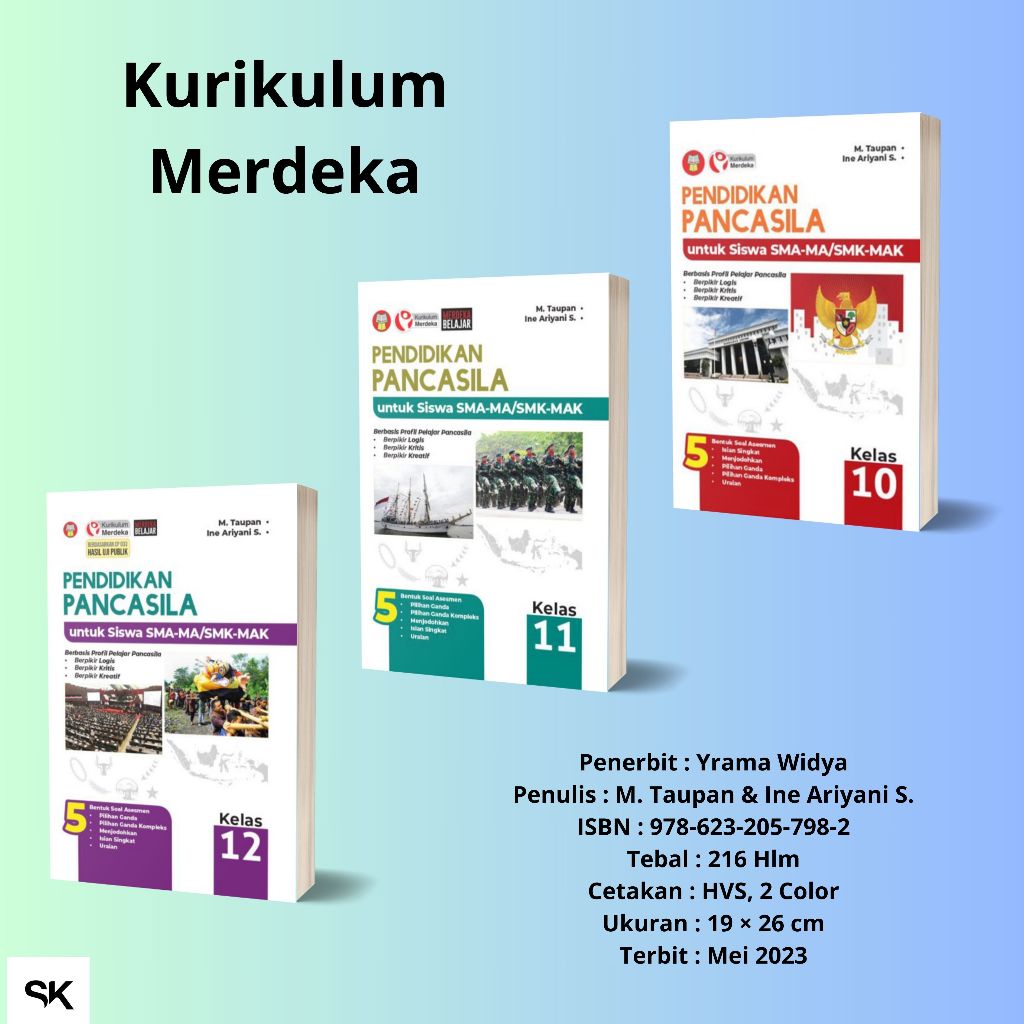 Buku Pendidikan Pancasila/Pkn SMA/SMK/MA/MAK Kelas 10/X/11/XI/12/XII Kurikulum Merdeka