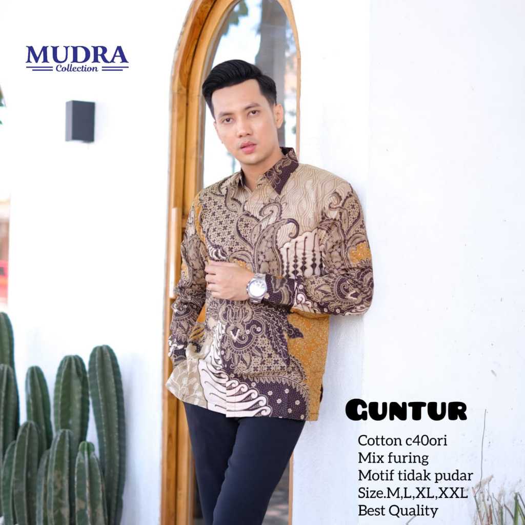 Batik Mudra Collection / Batik Pria Lengan Panjang / Batik Terbaru / Guntur / Mudra Hijab