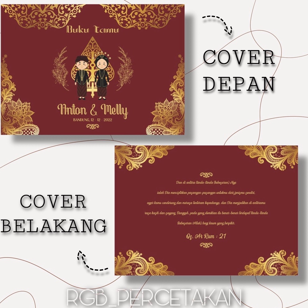 

KODE E15U Buku tamu pernikahan custom nama Wedding guest book SOFTCOVER