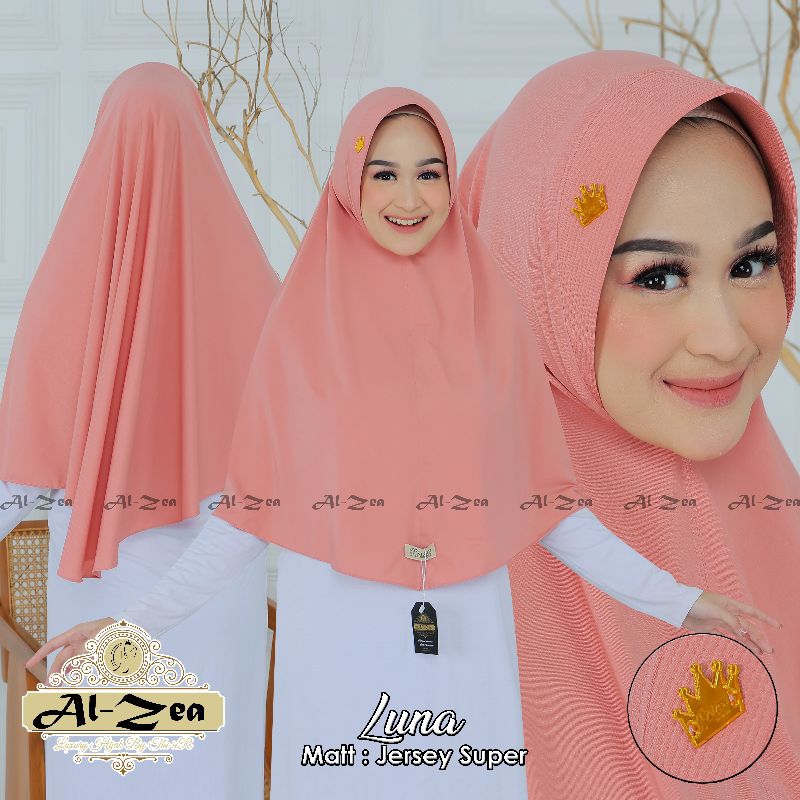 Alzea Luna Size L - Hijab Instan Jilbab Syari Bergo Ped Antem Kerudung Jersey super premium