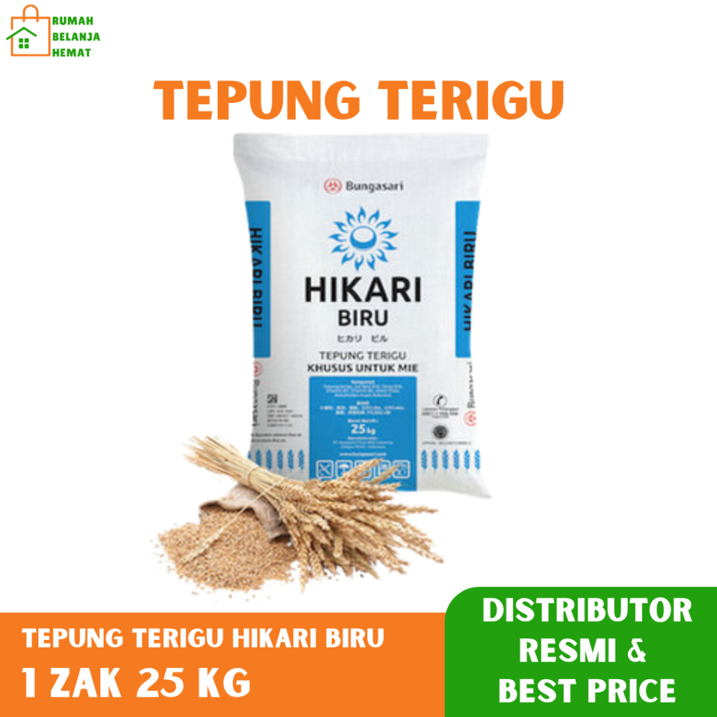 

Tepung Terigu Bungasari Hikari Biru 25KG Tepung Premium Protein Tepung Terigu Khusus Untuk Mie Noodle Wheat Flour Kemasan 1 Zak