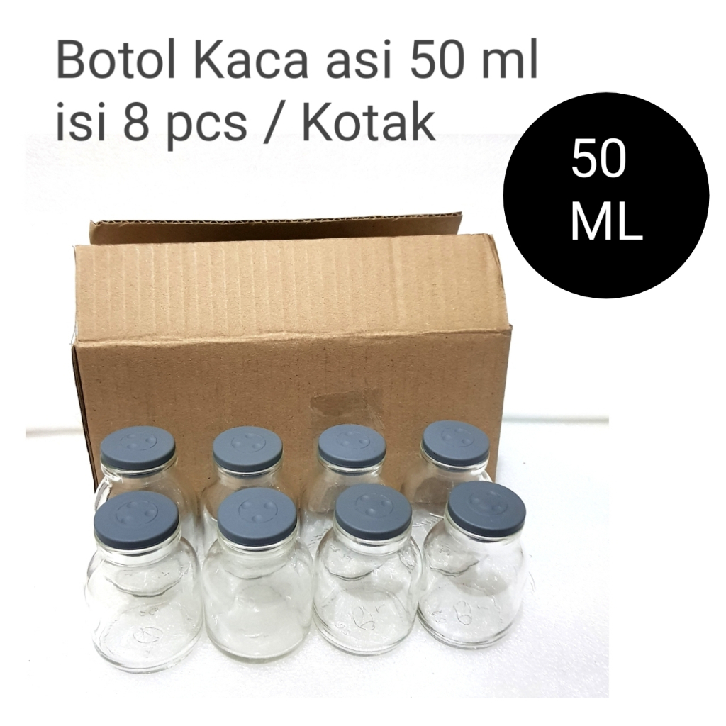 BOTOL ASI / KOTAK 50ml botol asi ISI 8 PCS / BOTOL SOUVENIR KACA / Botol asi / botol asi tutup karet