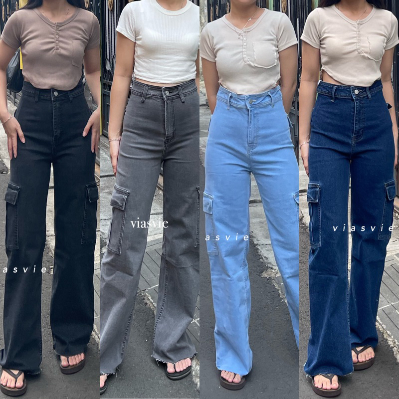 Viasvie - Robin Cargo Stretchy Jeans