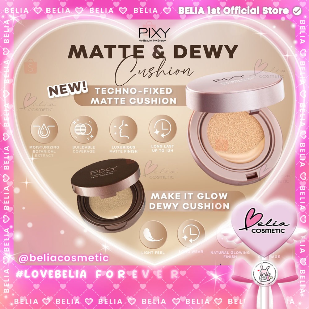 ❤ BELIA ❤  PIXY Dewy Cushion Fullsize / Refil | Techno-Fixed Matte Cushion Full size SPF 50+ & PA+++