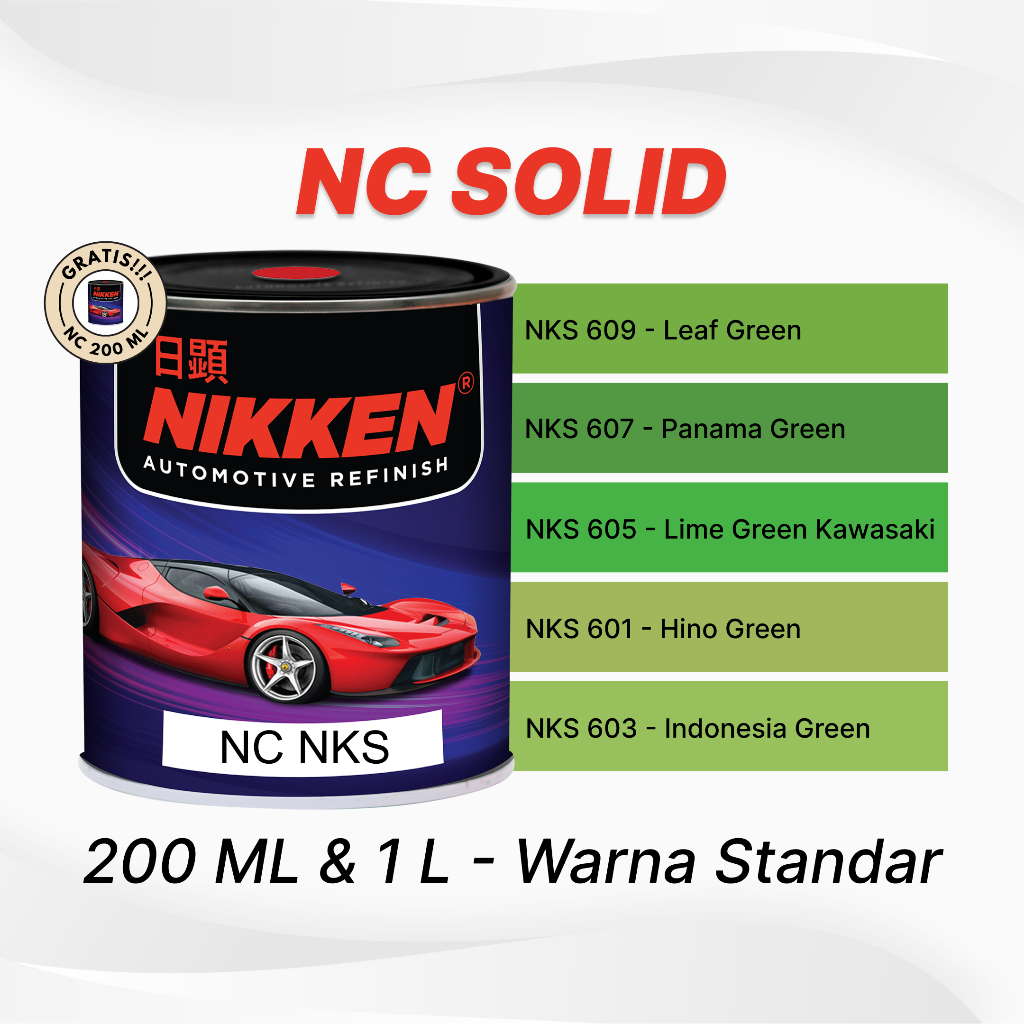 NIKKEN NKS NC Solid Color - Warna Standar - Cat Duco Mobil Motor Kayu Besi - Leaf Green /Panama Gree