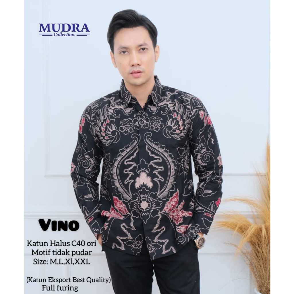 Batik Mudra Collection / Batik Pria Lengan Panjang / Batik Terbaru / Vino / Mudra Hijab