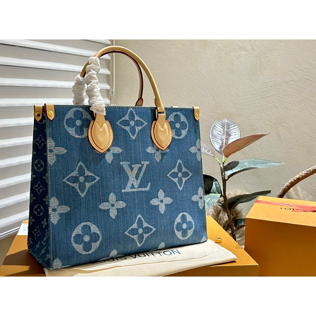 LV Onthego denim monogram jungle bag fashion tote bag denim shopping bag