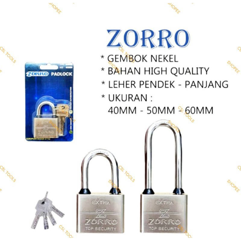 Gembok Anti Maling Komputer 50mm - Gembok Anti Potong ZORRO 50mm Pendek