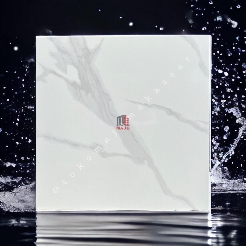 Tegel Keramik Lantai 50x50 PREMIERE PSZ11797 Putih Abu Motif Marmer Carrara