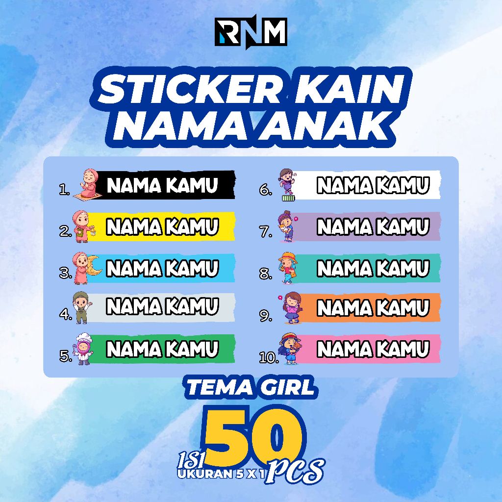 

[ Girl ] Stiker sablon nama baju anak - praktis tinggal setrika isi 50 pcs