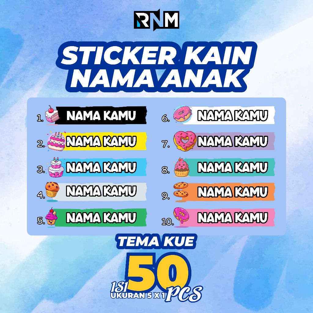 

[ CAKE ] Stiker sablon nama baju anak - praktis tinggal setrika isi 50 pcs