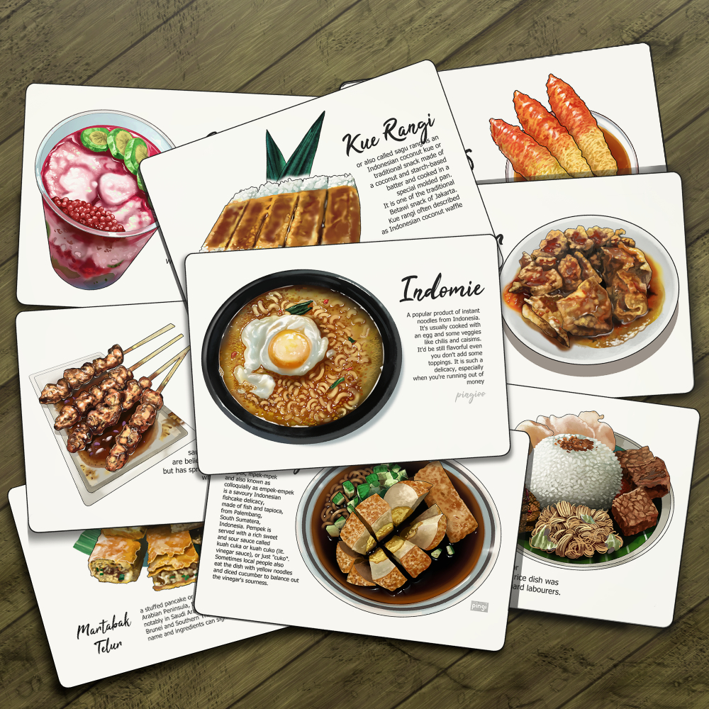 

Postcard / Poskad / Kartu Pos / Kartu Ucapan Ilustrasi Kuliner Makanan Indonesia / Food Illustration