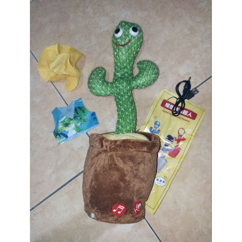 Mainan Boneka Kaktus Dansa Bergoyang Perekam Free USB Charger + Baju + Topi SALE