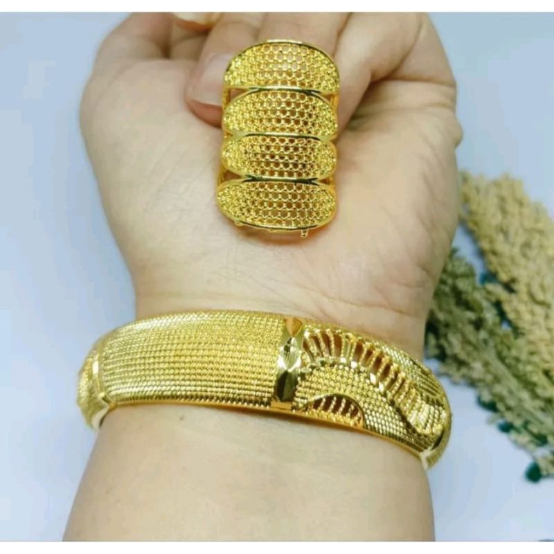 Gelang kroncong Wanita dewasa free cincin dubai lapis emas 24k