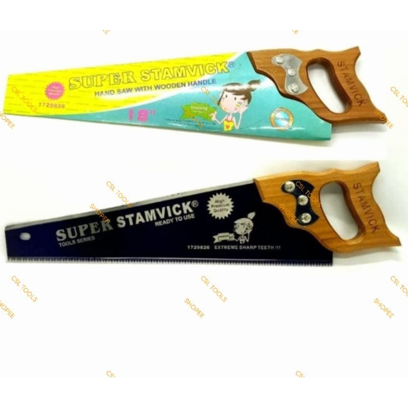 Gergaji Kayu SUPER STAMVICK 18" inch -Gergaji Kayu Tangan Handsaw Asli
