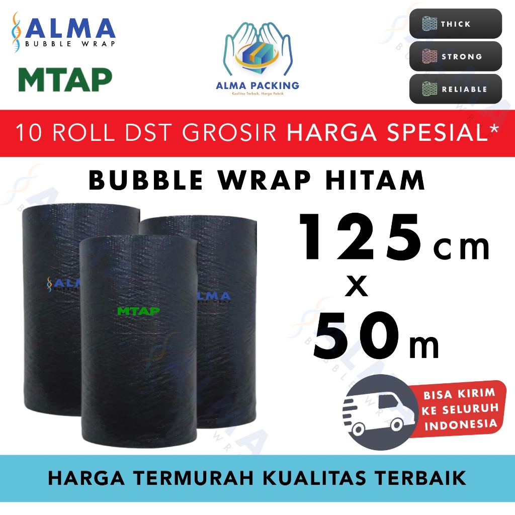

PROMO TERMURAH Plastik Bubble Wrap Hitam 125cm x 50m Bubblewrap MTAP PREMIUM TERMURAH ROLL