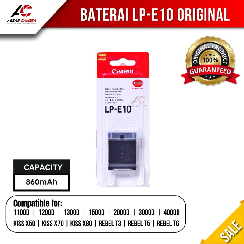 Baterai Canon LP E10 ORIGINAL Kamera Canon 1100D 1200D 1300D 1500D 2000D 3000D 4000D Eos Kiss X50 X7