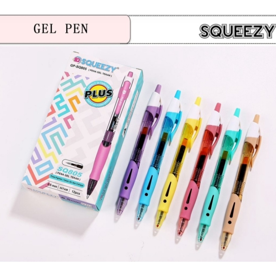

Seller Pulpen Gel Pen Cetek Squeezy GP SQ85 Retractable isi 1 Box 12 pcs Hitam