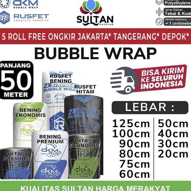 

New Trend PLASTIK BUBBLE WRAP 125CM X 5M BUBBLE WRAP DKM PLUS KUALITAS PREMIUM TERMURAH GROSIR